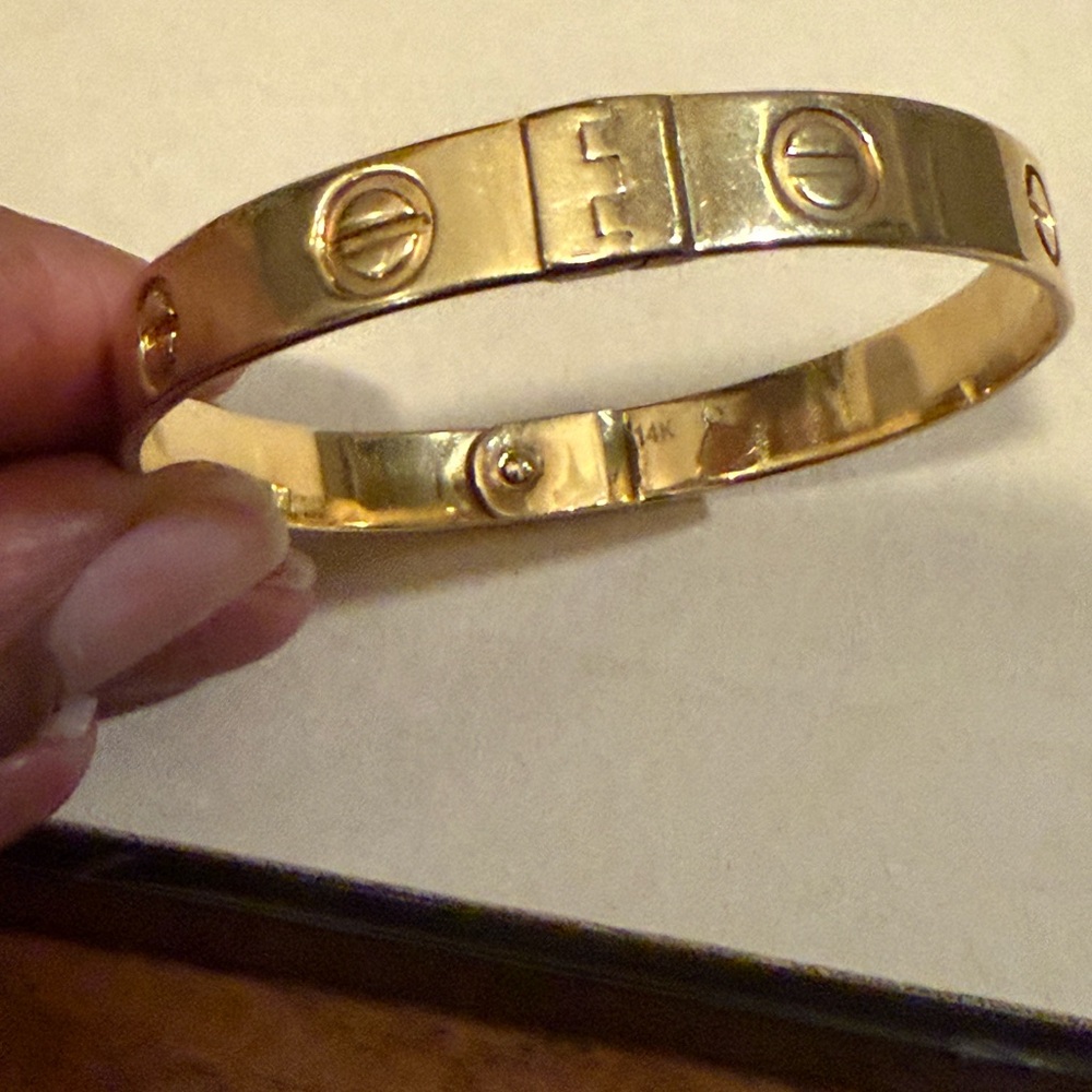 14k Solid Gold Bangle Bracelet- Cartier love style
